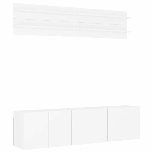 6 Piece TV Wall Units White Engineered Wood 6 Piece TV Wall Units White Engineered Wood