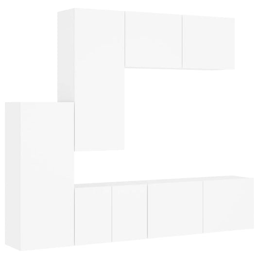 5 Piece TV Wall Units White Engineered Wood 5 Piece TV Wall Units White Engineered Wood