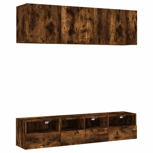 5 Piece TV Wall Units Smoked Oak Engineered Wood 5 Piece TV Wall Units Smoked Oak Engineered Wood