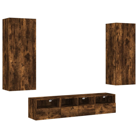 5 Piece TV Wall Units Smoked Oak Engineered Wood 5 Piece TV Wall Units Smoked Oak Engineered Wood