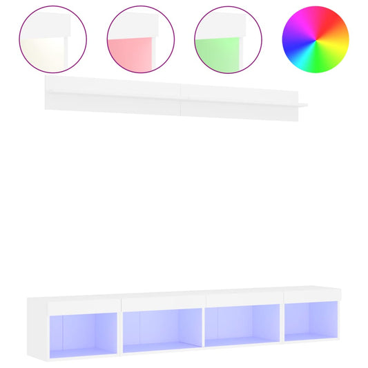 5 Piece TV Wall Units with LED White Engineered Wood 5 Piece TV Wall Units with LED White Engineered Wood