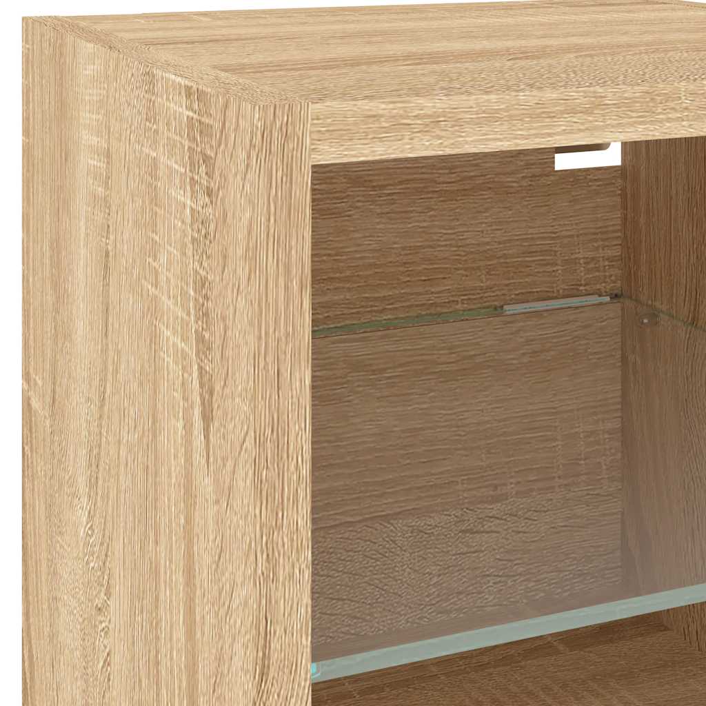 4 Piece TV Wall Units with LED Sonoma Oak Engineered Wood
