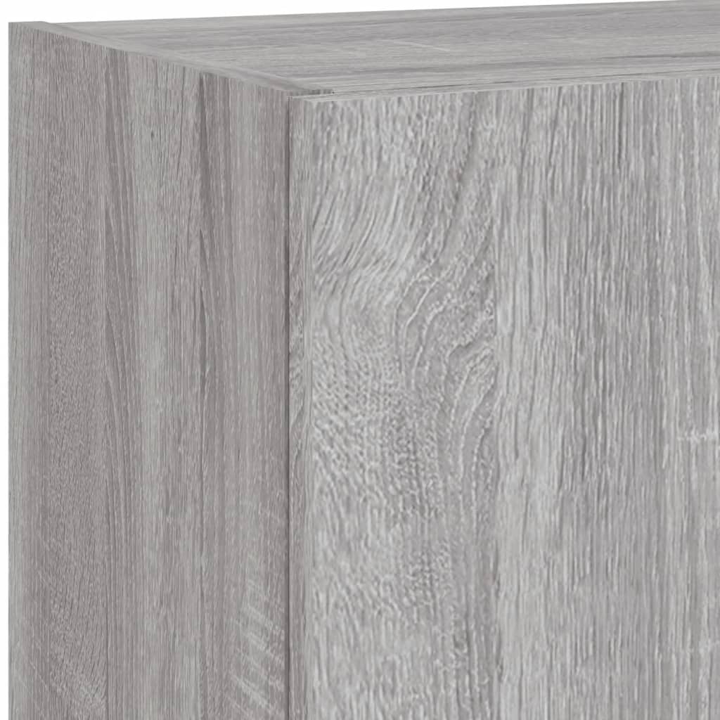 5 Piece TV Wall Units with LED Grey Sonoma Engineered Wood
