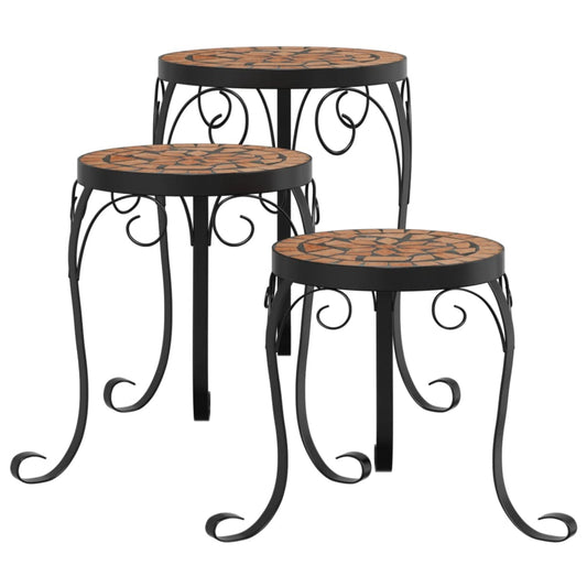 Plant Stands 3 pcs Terracotta Ceramic Plant Stands 3 pcs Terracotta Ceramic