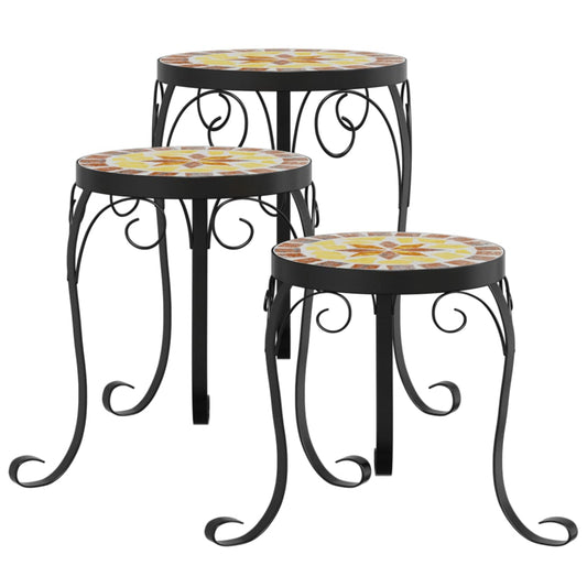 Plant Stands 3 pcs Terracotta and White Ceramic Plant Stands 3 pcs Terracotta and White Ceramic