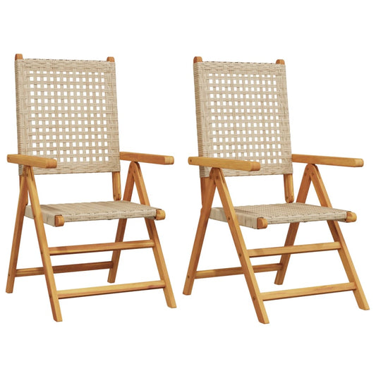 Garden Chairs 2 pcs Beige Solid Wood Acacia and Poly Rattan Garden Chairs 2 pcs Beige Solid Wood Acacia and Poly Rattan
