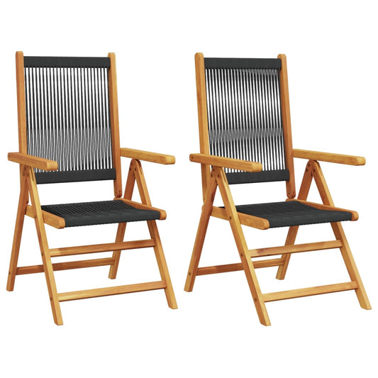 Garden Chairs 2 pcs Black Solid Wood Acacia and Polypropylene Garden Chairs 2 pcs Black Solid Wood Acacia and Polypropylene