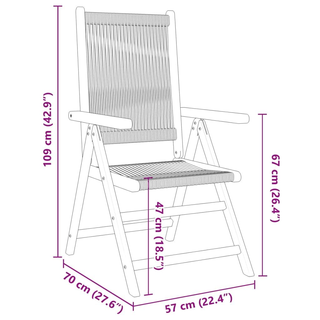 Folding Chairs 2 pcs Black Solid Wood Acacia and Polypropylene