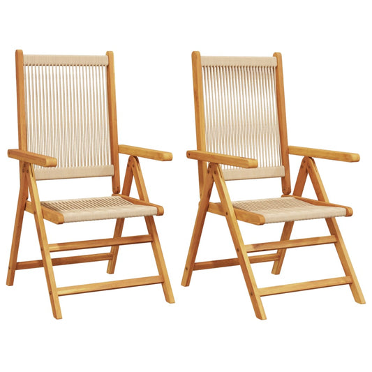 Garden Chairs 2 pcs Beige Solid Wood Acacia and Polypropylene Garden Chairs 2 pcs Beige Solid Wood Acacia and Polypropylene