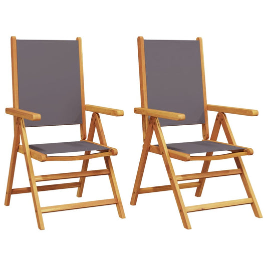 Garden Chairs 2 pcs Anthracite Solid Wood Acacia and Fabric Garden Chairs 2 pcs Anthracite Solid Wood Acacia and Fabric