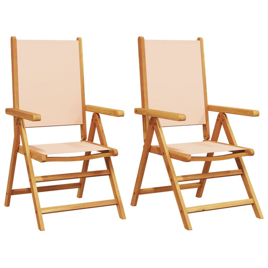 Garden Chairs 2 pcs Beige Solid Wood Acacia and Fabric Garden Chairs 2 pcs Beige Solid Wood Acacia and Fabric