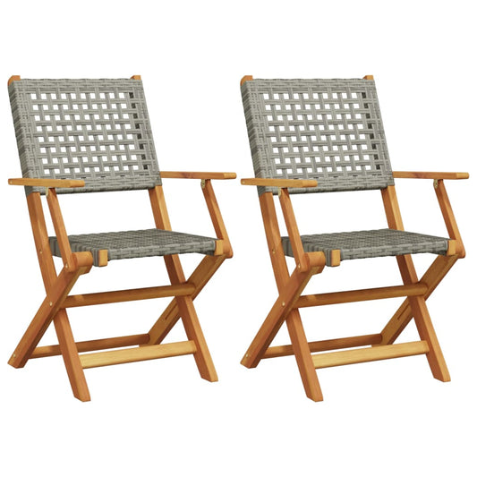 Garden Chairs 2 pcs Grey Solid Wood Acacia and Poly Rattan Garden Chairs 2 pcs Grey Solid Wood Acacia and Poly Rattan
