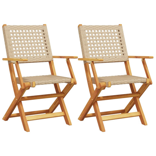 Garden Chairs 2 pcs Beige Solid Wood Acacia and Poly Rattan Garden Chairs 2 pcs Beige Solid Wood Acacia and Poly Rattan