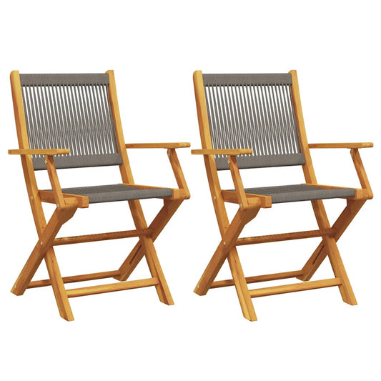 Garden Chairs 2 pcs Grey Solid Wood Acacia and Polypropylene Garden Chairs 2 pcs Grey Solid Wood Acacia and Polypropylene