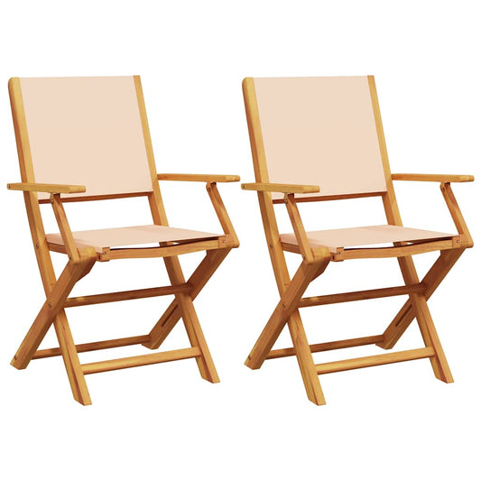 Garden Chairs 2 pcs Beige Solid Wood Acacia and Fabric Garden Chairs 2 pcs Beige Solid Wood Acacia and Fabric