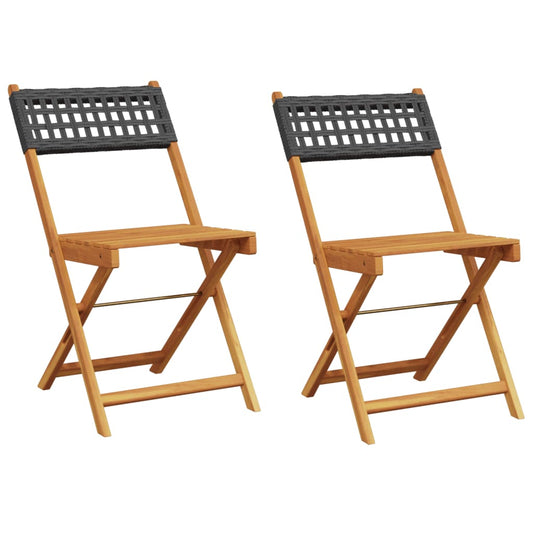 Bistro Chair | Set of 2 | Black | Solid acacia wood, poly rattan Bistro Chair | Set of 2 | Black | Solid acacia wood, poly rattan