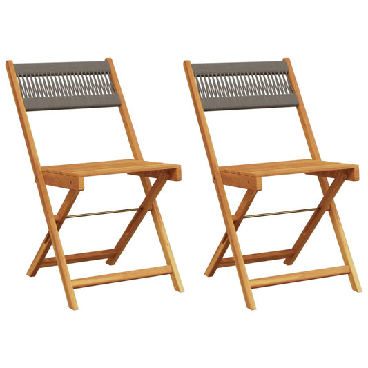 Bistro Chairs 2 pcs Grey Solid Wood Acacia and Rope Bistro Chairs 2 pcs Grey Solid Wood Acacia and Rope