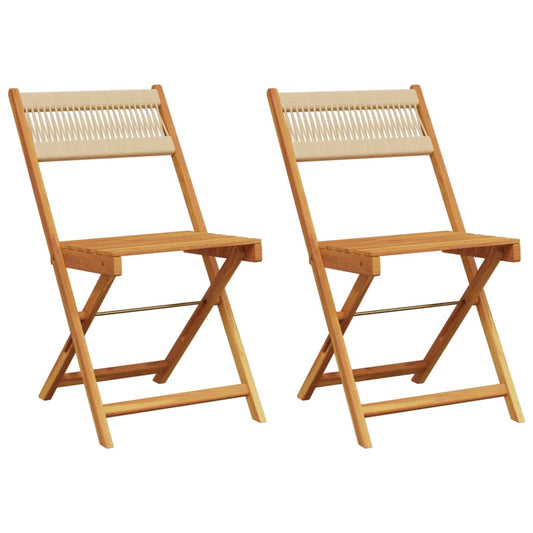 Bistro Chairs 2 pcs Beige Solid Wood Acacia and Rope Bistro Chairs 2 pcs Beige Solid Wood Acacia and Rope