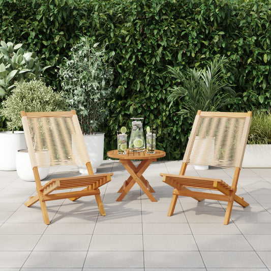 Garden Chairs 2 pcs Beige Solid Wood Acacia and Polypropylene Garden Chairs 2 pcs Beige Solid Wood Acacia and Polypropylene