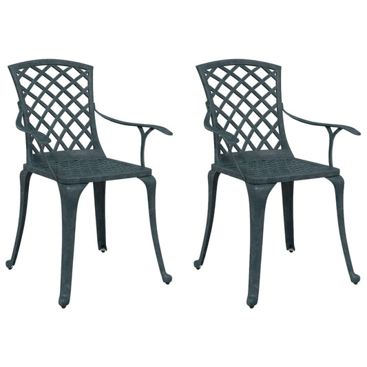 Garden Chairs 2 pcs Green Cast Aluminium Garden Chairs 2 pcs Green Cast Aluminium