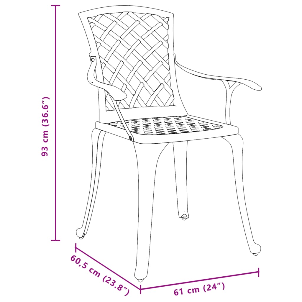 Garden Chairs 2 pcs Green Cast Aluminium