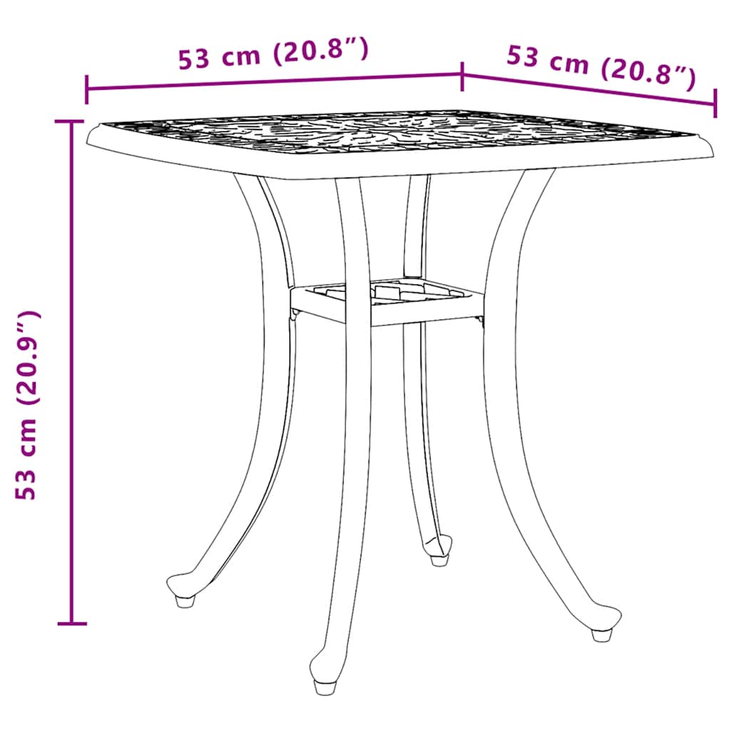 Garden Table White 53x53x53 cm Cast Aluminium
