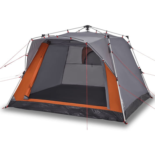 Camping Tent Cabin 4-Person Grey and Orange Quick Release Camping Tent Cabin 4-Person Grey and Orange Quick Release