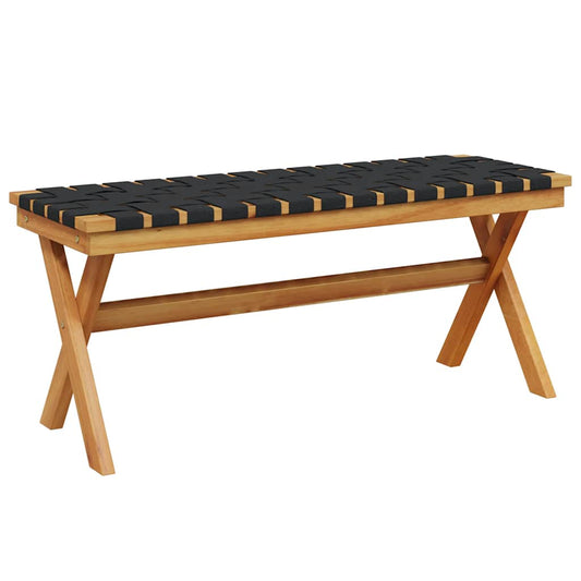 Garden Bench Black Solid Wood Acacia and Fabric Garden Bench Black Solid Wood Acacia and Fabric