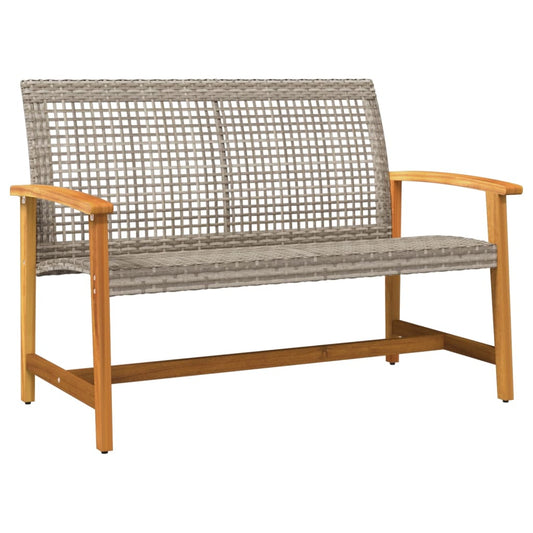 Garden Bench Grey 112 cm Poly Rattan and Acacia Wood Garden Bench Grey 112 cm Poly Rattan and Acacia Wood