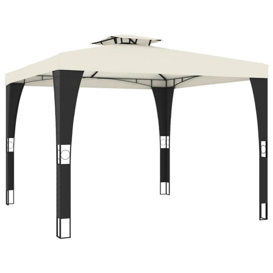 Gazebo with Double Roof Cream 2.98x2.98 m Steel Gazebo with Double Roof Cream 2.98x2.98 m Steel