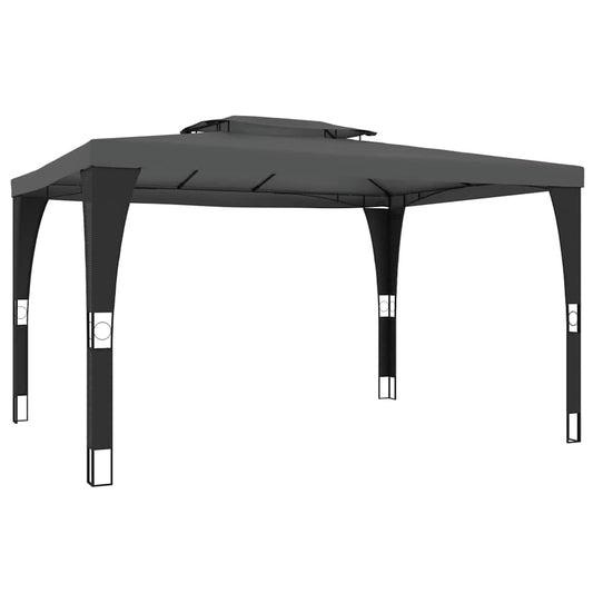 Gazebo with Double Roof Anthracite 3.98x2.98 m Steel Gazebo with Double Roof Anthracite 3.98x2.98 m Steel