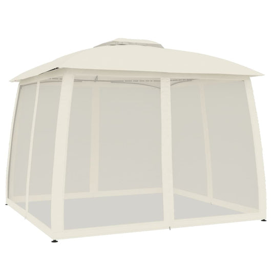 Gazebo with Double Roof and Mesh Walls Cream 2.93x2.93 m Steel Gazebo with Double Roof and Mesh Walls Cream 2.93x2.93 m Steel