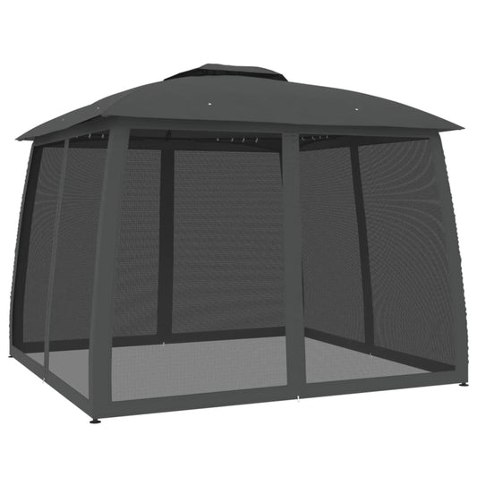 Gazebo with Double Roof and Mesh Walls Anthracite 2.93x2.93 m Steel Gazebo with Double Roof and Mesh Walls Anthracite 2.93x2.93 m Steel