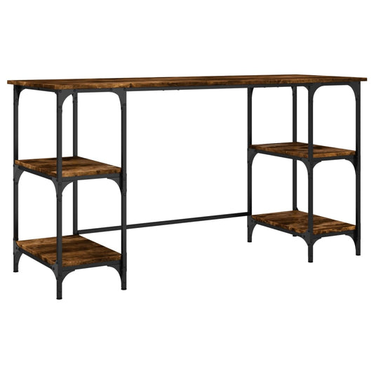 Desk Smoked Oak 140x50x75 cm Metal and Engineered Wood Desk Smoked Oak 140x50x75 cm Metal and Engineered Wood