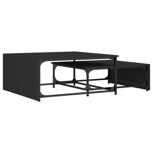 Nesting Coffee Tables 2 pcs Black Engineered Wood and Metal Nesting Coffee Tables 2 pcs Black Engineered Wood and Metal