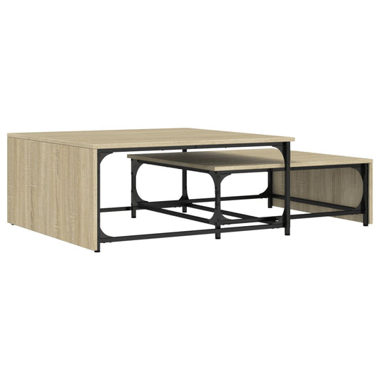 Nesting Coffee Tables 2 pcs Sonoma Oak Engineered Wood and Metal Nesting Coffee Tables 2 pcs Sonoma Oak Engineered Wood and Metal