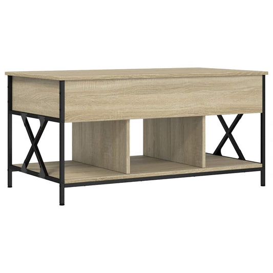 Coffee Table Sonoma Oak 100x55x50 cm Engineered Wood and Metal Coffee Table Sonoma Oak 100x55x50 cm Engineered Wood and Metal
