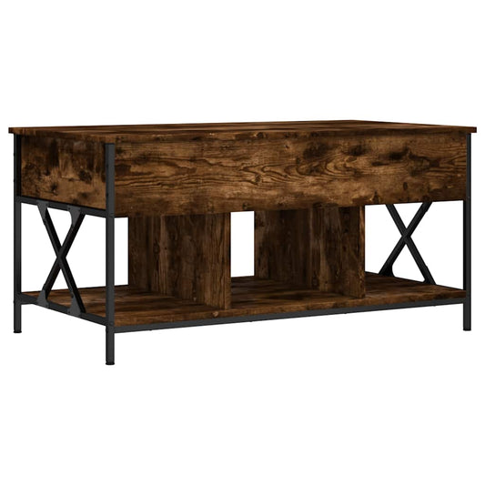 Coffee Table Smoked Oak 100x55x50 cm Engineered Wood and Metal Coffee Table Smoked Oak 100x55x50 cm Engineered Wood and Metal