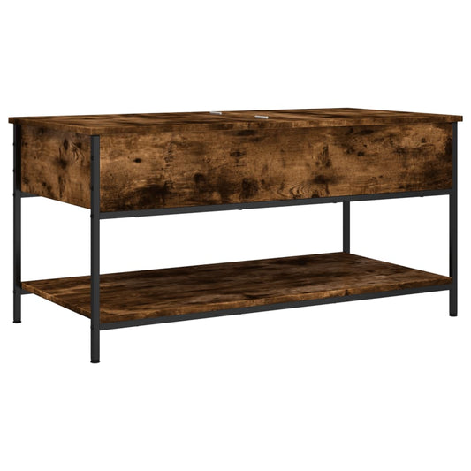 Coffee Table Smoked Oak 100x50x50 cm Engineered Wood and Metal Coffee Table Smoked Oak 100x50x50 cm Engineered Wood and Metal