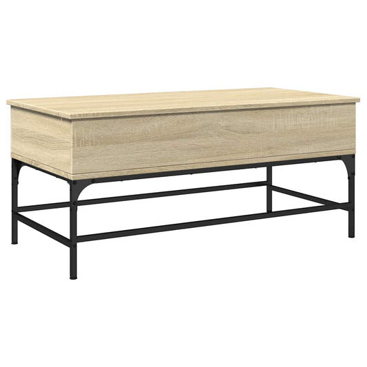 Coffee Table Sonoma Oak 100x50x45 cm Engineered Wood and Metal Coffee Table Sonoma Oak 100x50x45 cm Engineered Wood and Metal