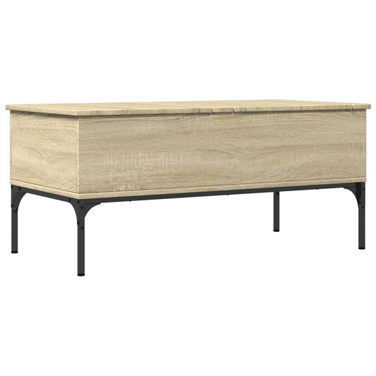 Coffee Table Sonoma Oak 100x50x45 cm Engineered Wood and Metal Coffee Table Sonoma Oak 100x50x45 cm Engineered Wood and Metal