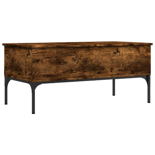 Coffee Table Smoked Oak 100x50x45 cm Engineered Wood and Metal Coffee Table Smoked Oak 100x50x45 cm Engineered Wood and Metal