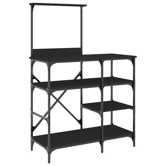 Baker's Rack Black 90x40x132 cm Engineered Wood and Metal Baker's Rack Black 90x40x132 cm Engineered Wood and Metal