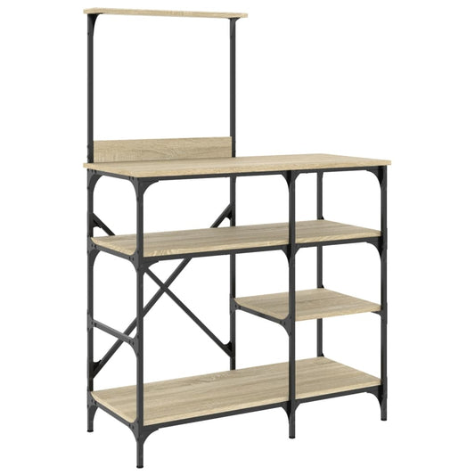 Baker's Rack Sonoma Oak 90x40x132 cm Engineered Wood and Metal Baker's Rack Sonoma Oak 90x40x132 cm Engineered Wood and Metal