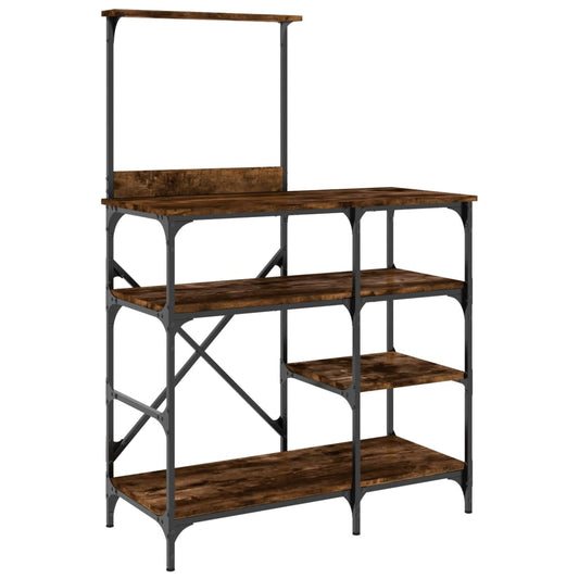 Baker's Rack Smoked Oak 90x40x132 cm Engineered Wood and Metal Baker's Rack Smoked Oak 90x40x132 cm Engineered Wood and Metal