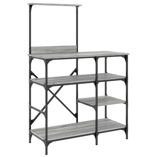 Baker's Rack Grey Sonoma 90x40x132 cm Engineered Wood and Metal Baker's Rack Grey Sonoma 90x40x132 cm Engineered Wood and Metal