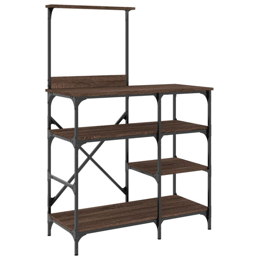 Baker's Rack Brown Oak 90x40x132 cm Engineered Wood and Metal Baker's Rack Brown Oak 90x40x132 cm Engineered Wood and Metal
