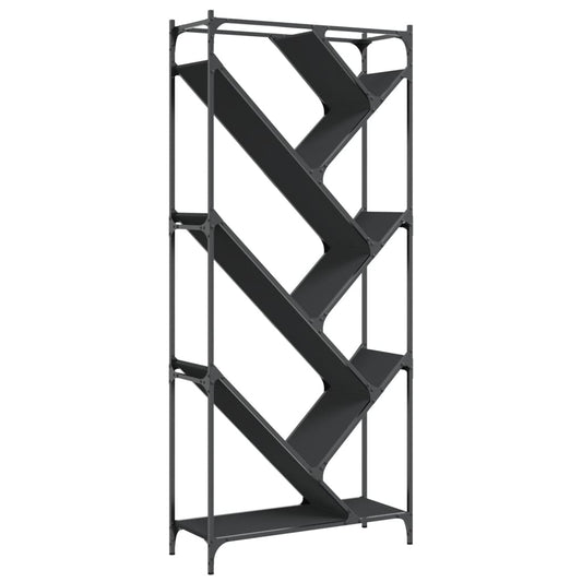 Bookcase Black 79x30x180 cm Engineered Wood and Metal Bookcase Black 79x30x180 cm Engineered Wood and Metal