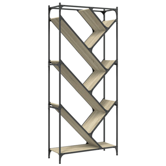 Bookcase Sonoma Oak 79x30x180 cm Engineered Wood and Metal Bookcase Sonoma Oak 79x30x180 cm Engineered Wood and Metal