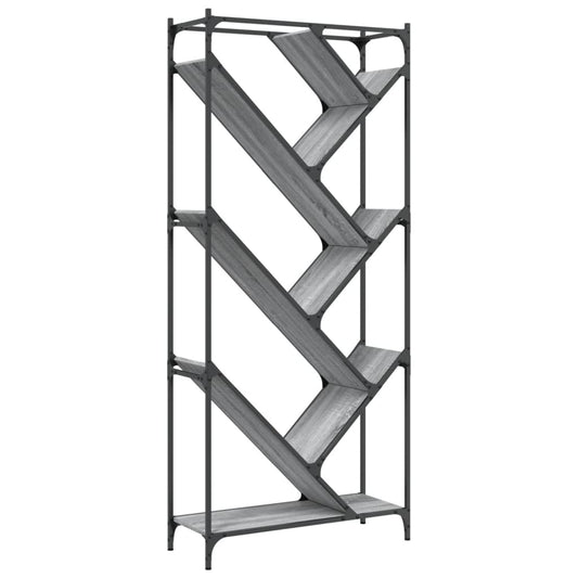 Bookcase Grey Sonoma 79x30x180 cm Engineered Wood and Metal Bookcase Grey Sonoma 79x30x180 cm Engineered Wood and Metal